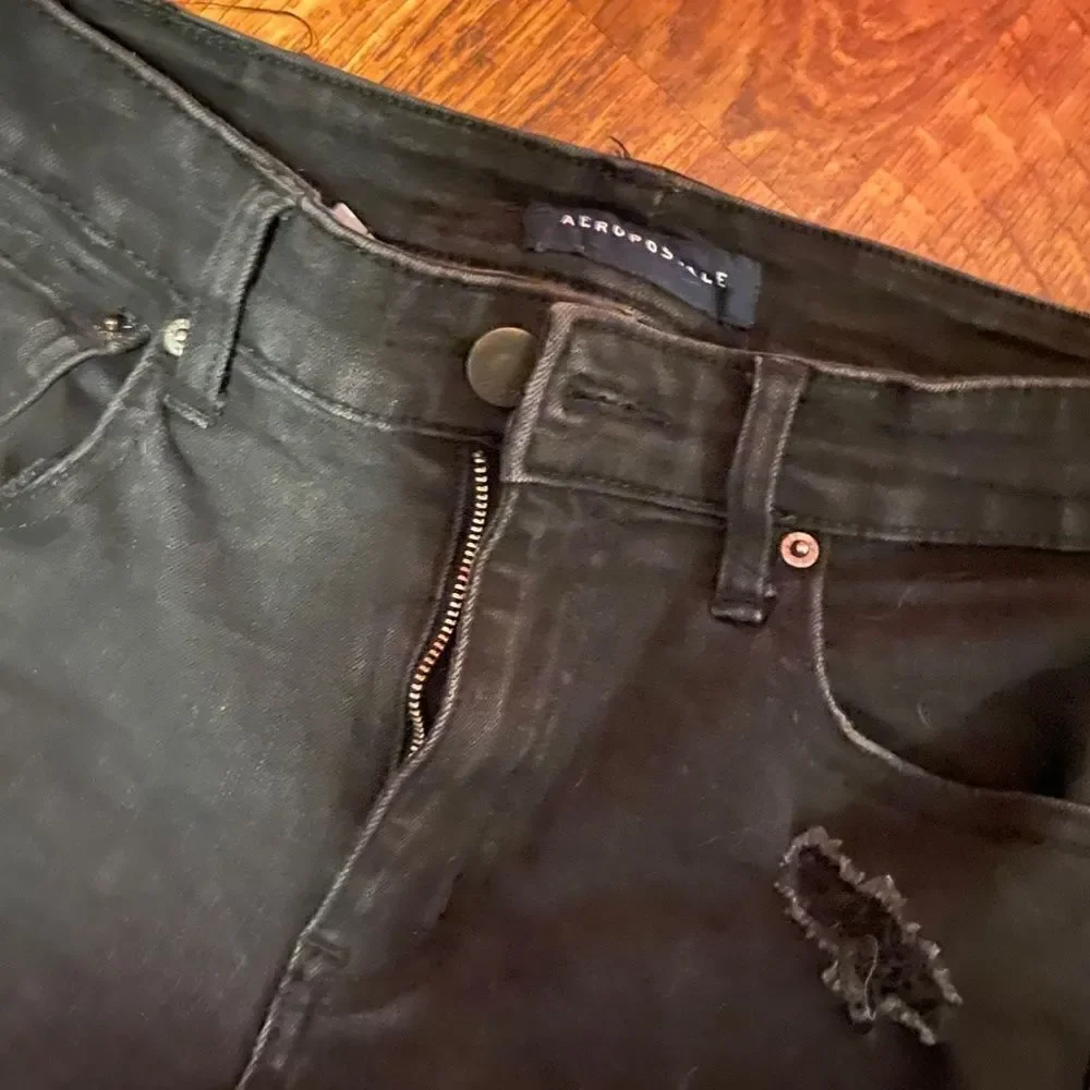 Aeropostale High Rise Jeggings Black 8 Long - Picture 4 of 7